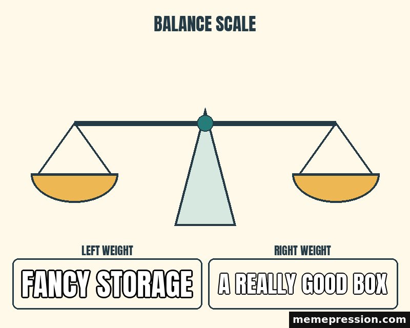 Balanced Scales meme: Fancy storage / A really good box