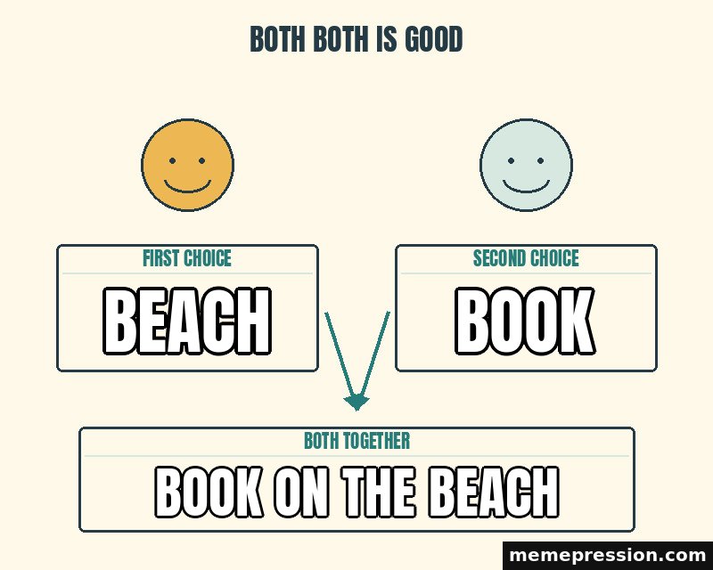 Both Both Is Good meme: Beach / Book / Book on the beach