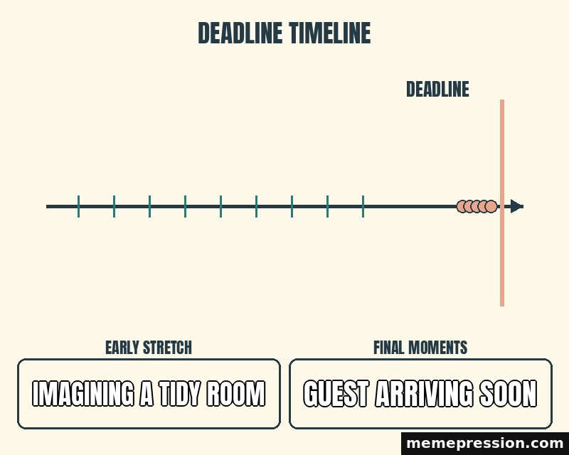 Deadline Crunch meme: Imagining a tidy room / Guest arriving soon