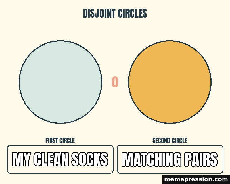 No Overlap meme: My clean socks / Matching pairs