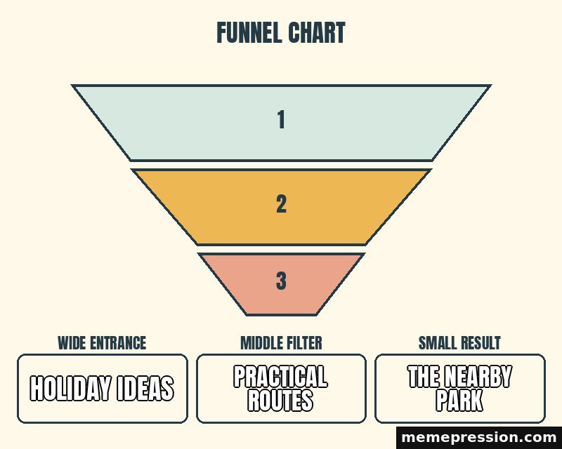 Shrinking Funnel meme: Holiday ideas / Practical routes / The nearby park