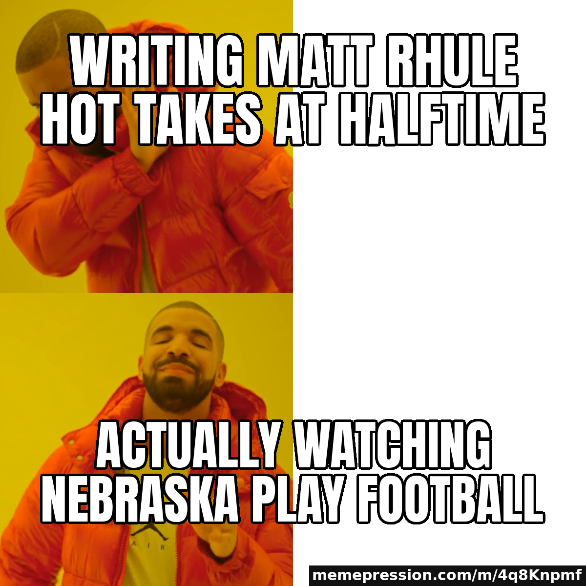Writing Matt Rhule hot takes at halftime / Actually watching Nebraska play football