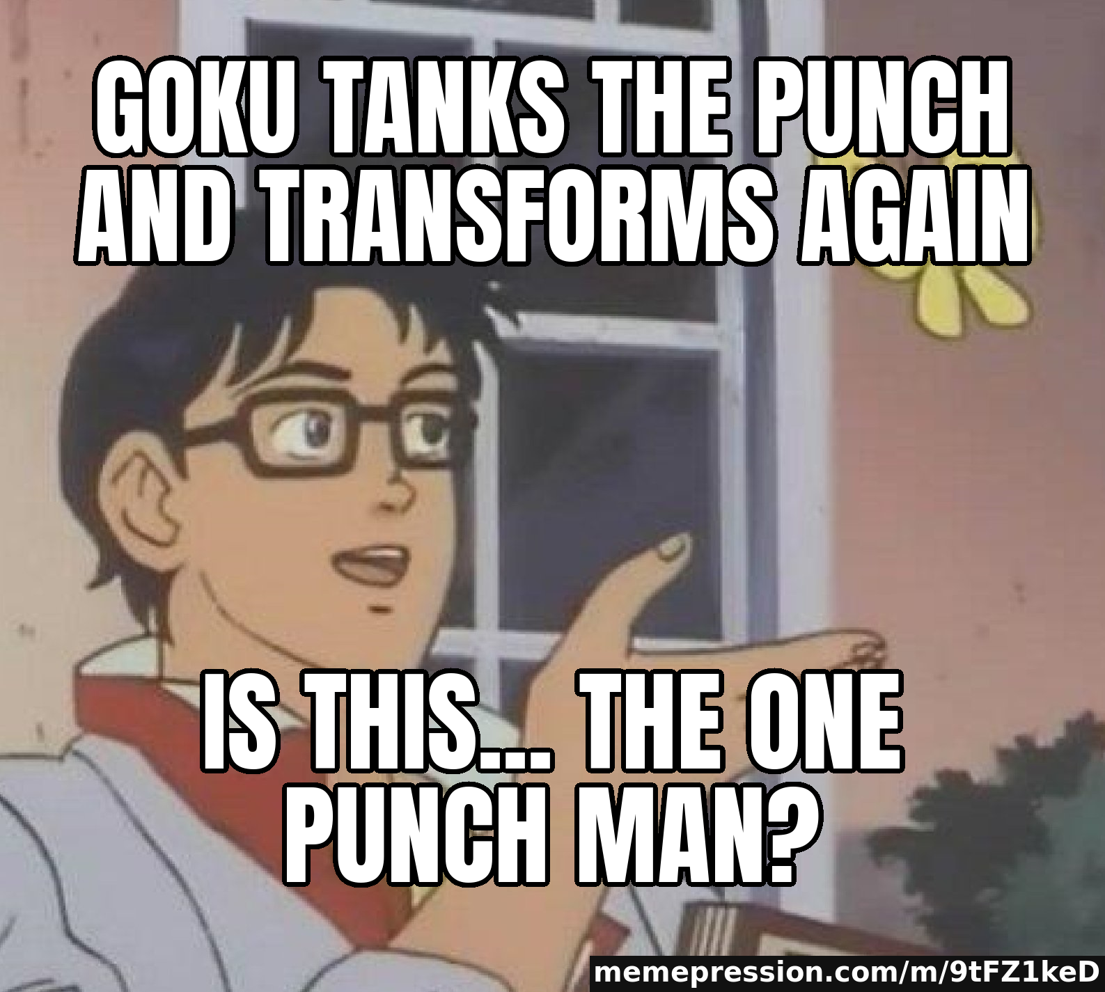 Goku tanks the punch and transforms again / Is this... the One Punch Man?