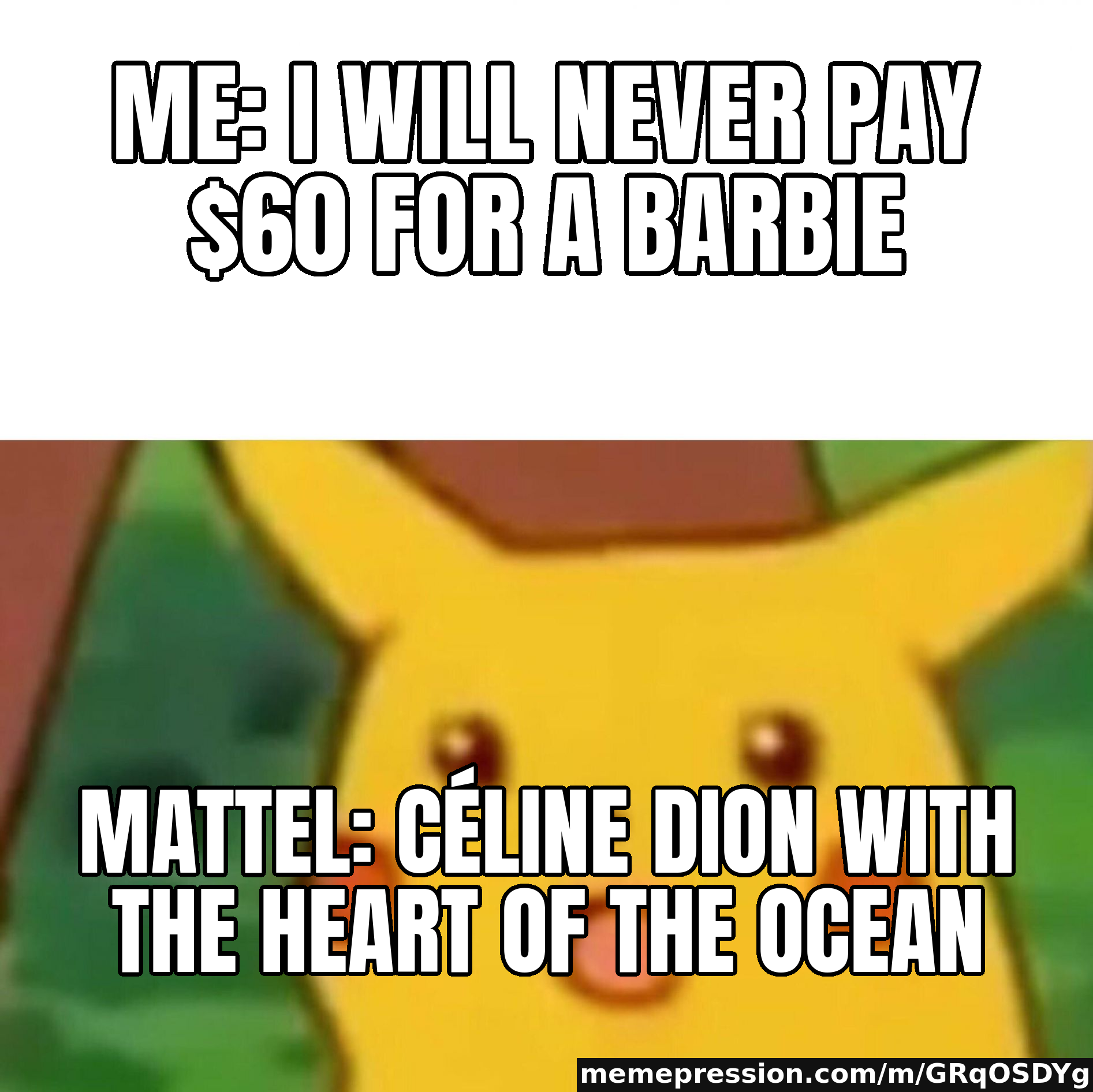 Me: I will never pay $60 for a Barbie / Mattel: Céline Dion with the Heart of the Ocean