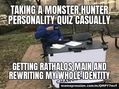Taking a Monster Hunter personality quiz casually / Getting Rathalos main and rewriting my whole identity