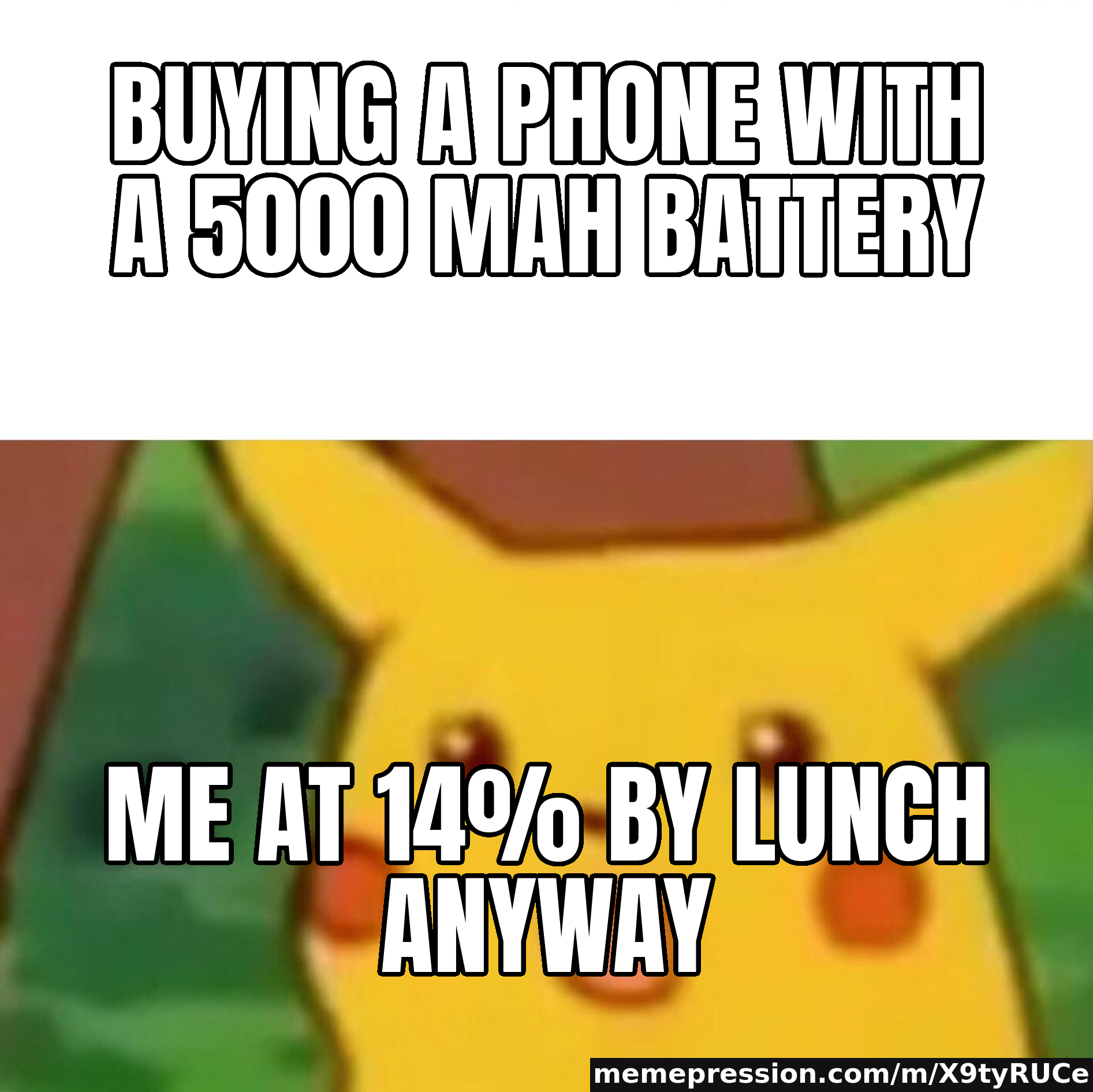 Buying a phone with a 5000 mAh battery / Me at 14% by lunch anyway