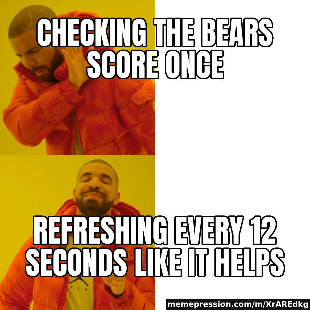 Checking the Bears score once / Refreshing every 12 seconds like it helps