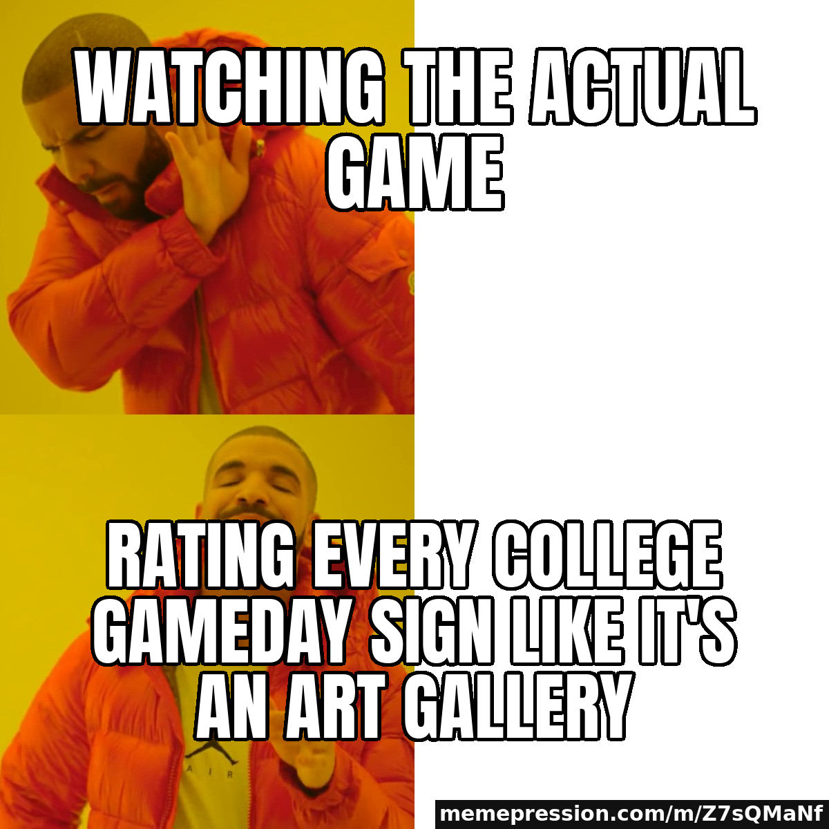 Watching the actual game / Rating every College GameDay sign like it's an art gallery