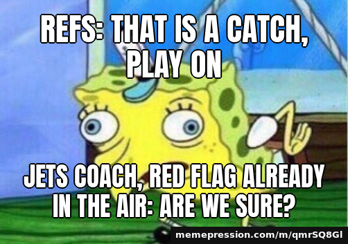 Refs: that is a catch, play on / Jets coach, red flag already in the air: are we sure?