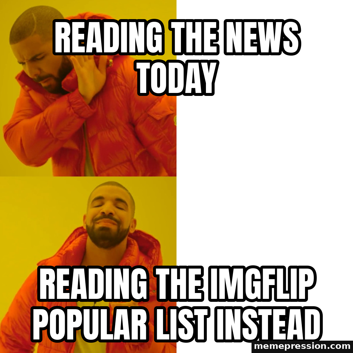 Reading the news today — Reading the Imgflip popular list instead