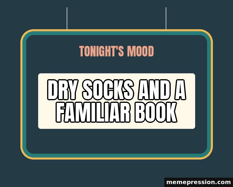 Tonight Mood Sign meme: Dry socks and a familiar book