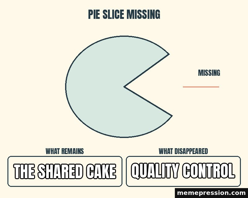 Missing Pie Slice meme: The shared cake / Quality control
