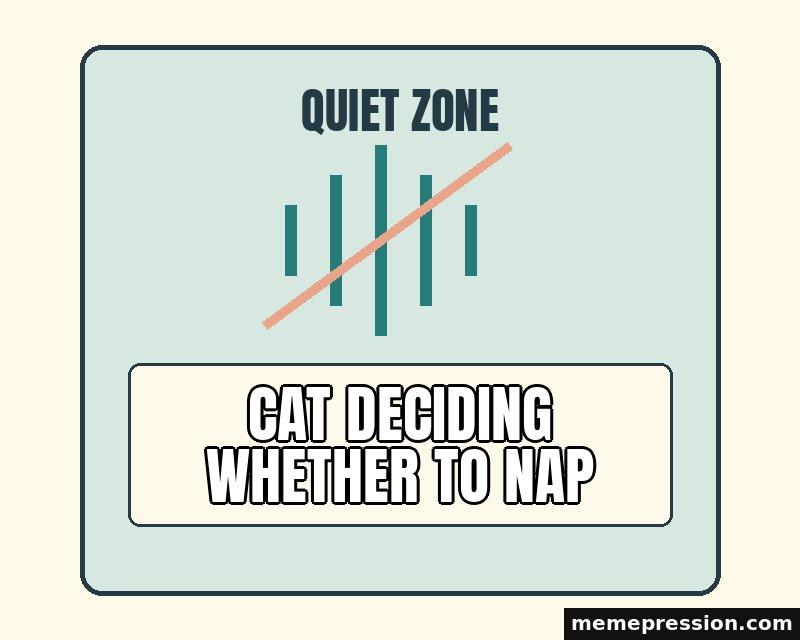 Quiet Zone Notice meme: Cat deciding whether to nap