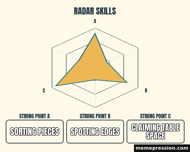 Uneven Radar meme: Sorting pieces / Spotting edges / Claiming table space