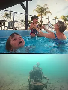 Mother Ignoring Kid Drowning meme template