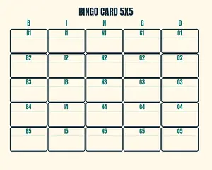 Bingo Card 5x5 meme template