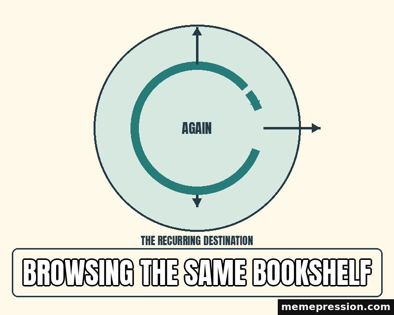 Roundabout Again meme: Browsing the same bookshelf