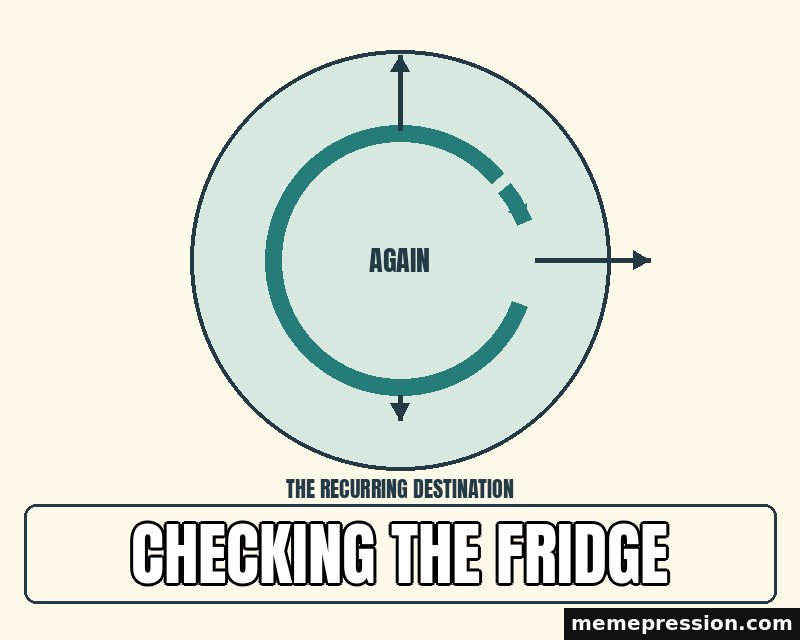 Roundabout Again meme: Checking the fridge