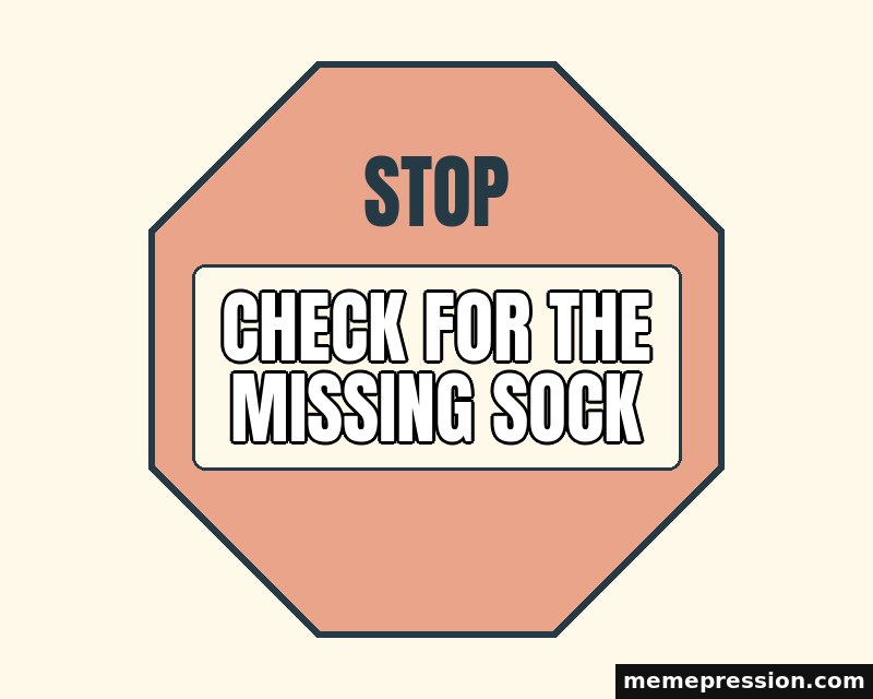 Stop for a Moment meme: Check for the missing sock