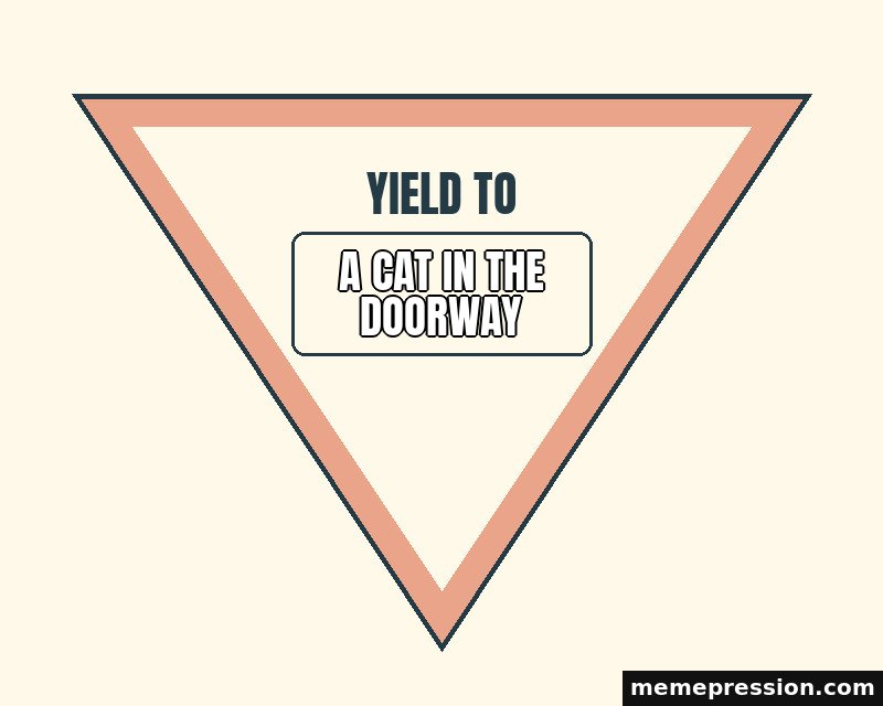 Yield to the Small Thing meme: A cat in the doorway